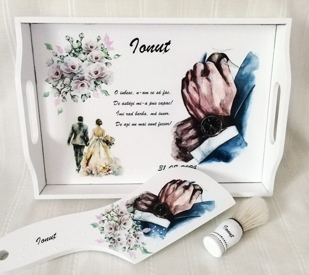 Tavita pentru mire cu tema trandafiri și miri romantici