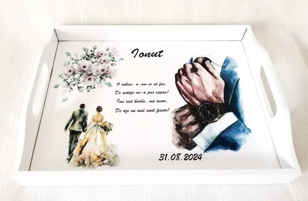 Tavita pentru mire cu tema trandafiri și miri romantici