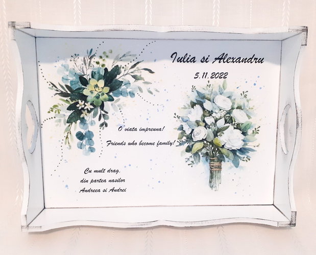 Tavita pentru mireasa cu tema buchetul miresei