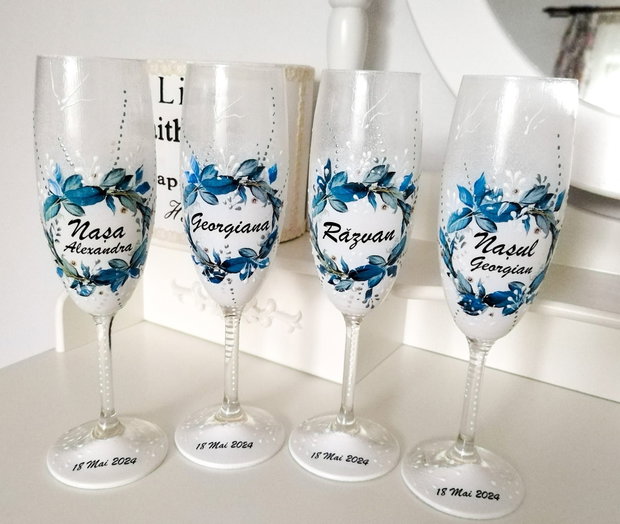 Pahare de nunta personalizate pentru miri și nași