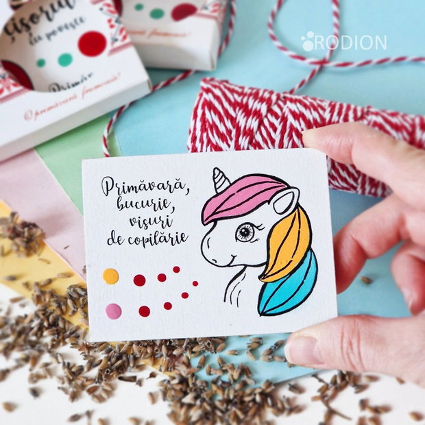 Martisor unicorn pictat manual cu magnet cu mesaj haios