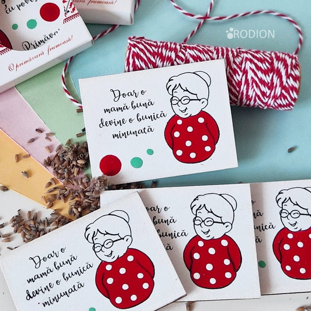 Martisor bunica magnet pictat manual personalizat cu mesaj