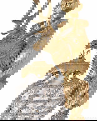 Aplica Rococo cap de cerb auriu cu ornamente cristal