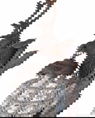 Aplica Rococo cap de cerb bronz cu ornamente cristal