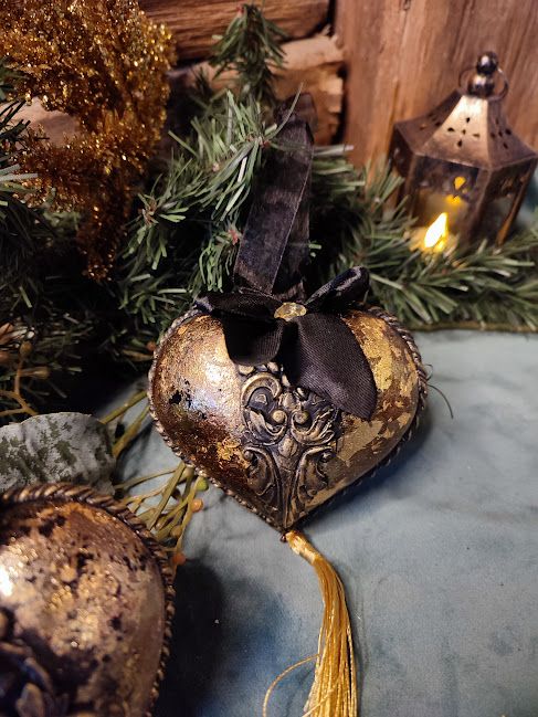 Glob inimă baroc-black&gold