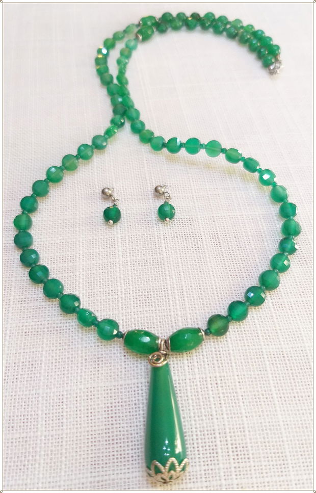 SET- AGATE VERZI FATETATE