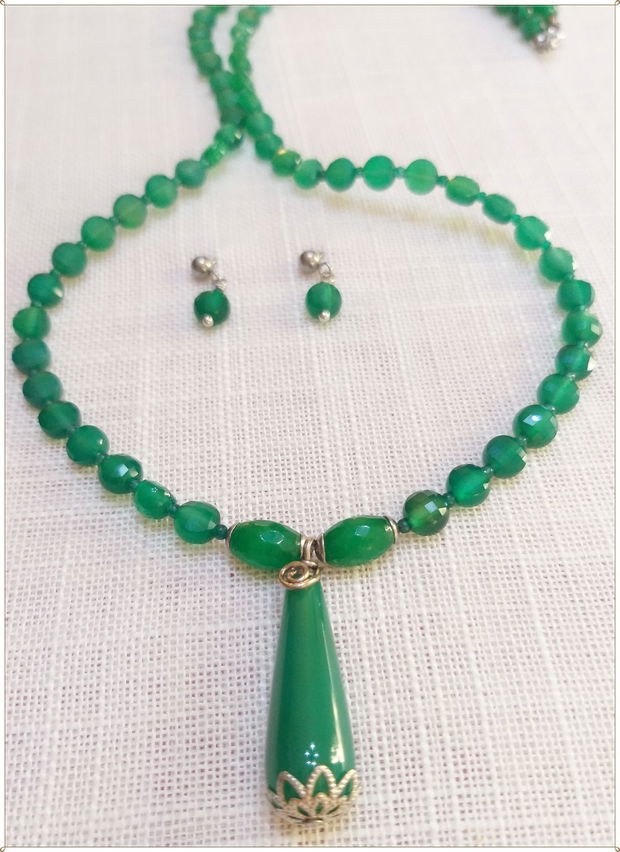 SET- AGATE VERZI FATETATE