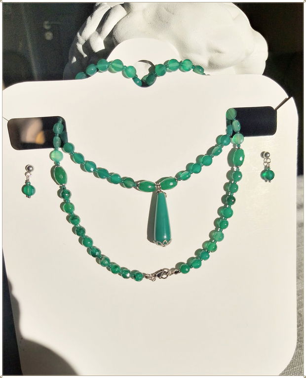 SET- AGATE VERZI FATETATE