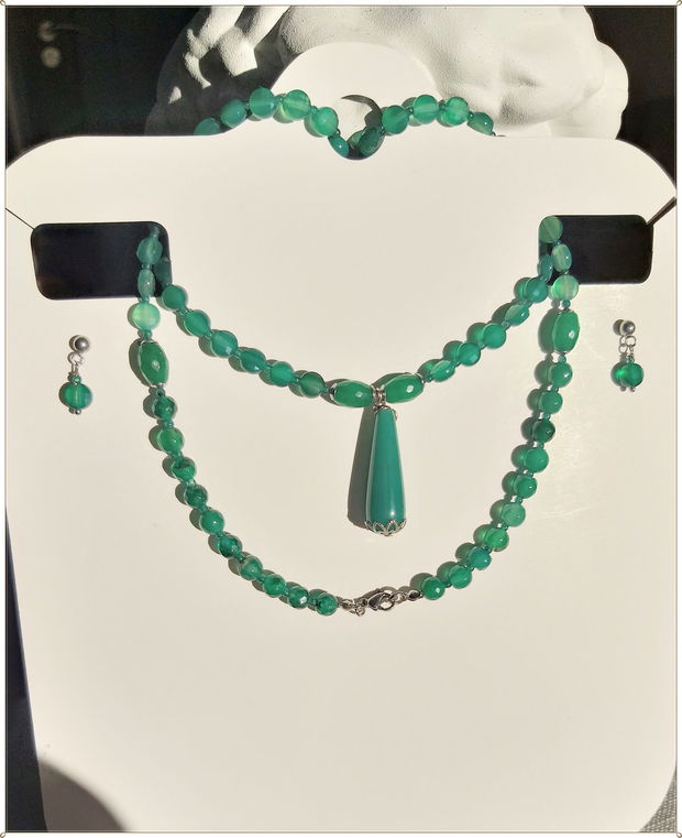 SET- AGATE VERZI FATETATE
