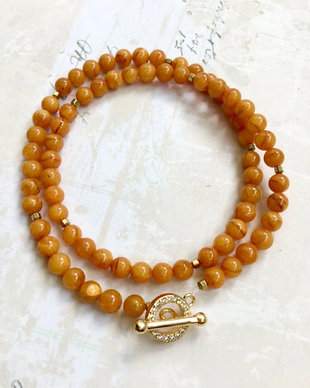 Colier CHOKER chihlimbar galben inchis