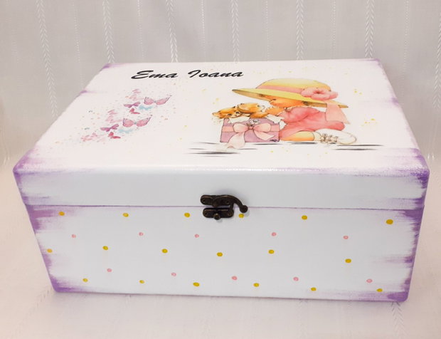Cutie de trusou botez sau mot fetița cu pisicuțe