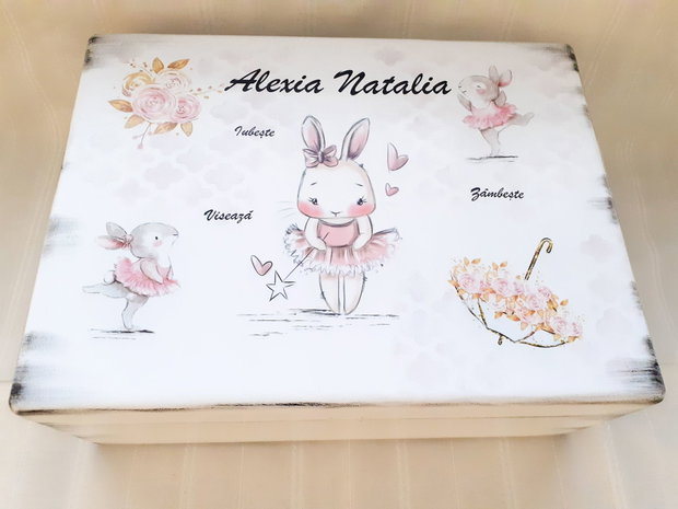Cutie de trusou botez sau mot cu iepurina balerină