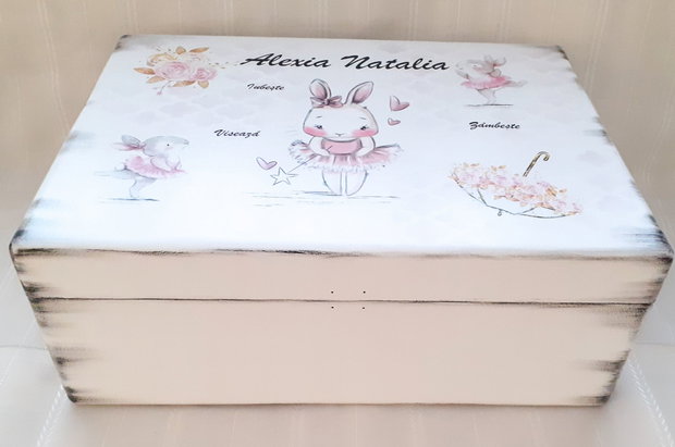 Cutie de trusou botez sau mot cu iepurina balerină