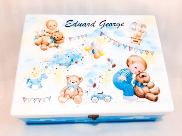 Cutie de trusou botez sau mot cu copilaș cu ursuleți
