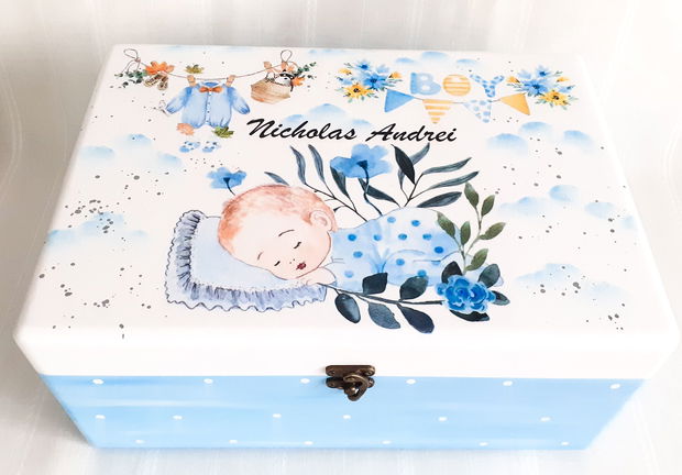 Cutie de trusou botez sau mot cu bebe băiețel