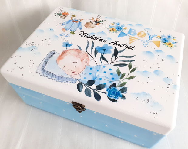 Cutie de trusou botez sau mot cu bebe băiețel