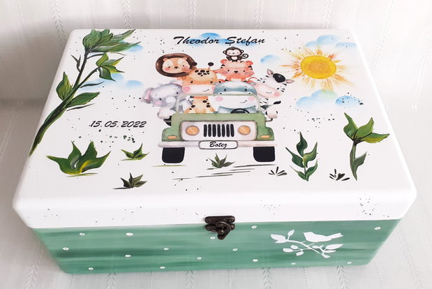 Cutie de trusou botez sau mot cu tema safari