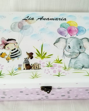 Cutie de trusou botez sau mot cu elefănțel cu baloane