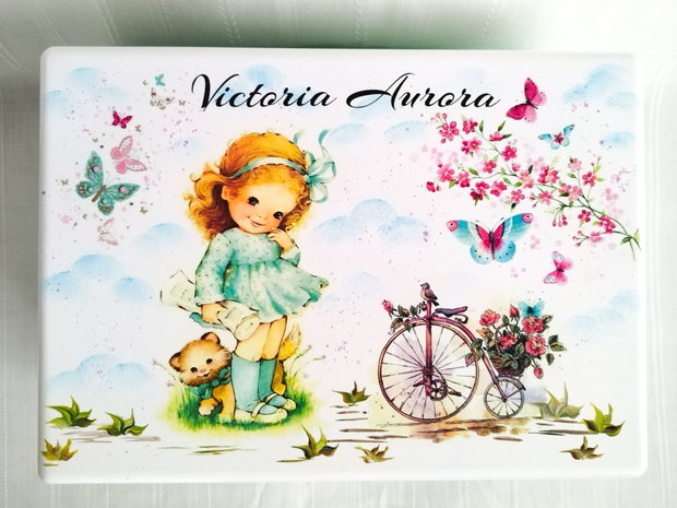 Cutie de trusou botez sau mot cu fetița cu bicicletă