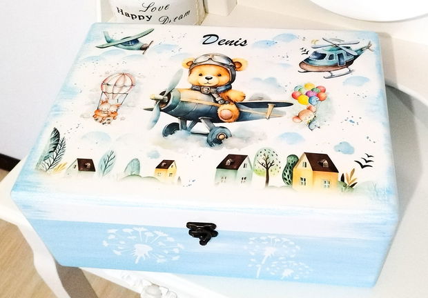 Cutie de trusou botez sau mot cu ursulețul pilot