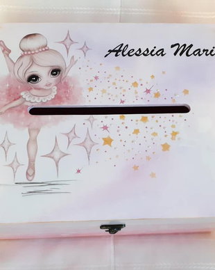 Cutie de dar pentru botez cu balerină