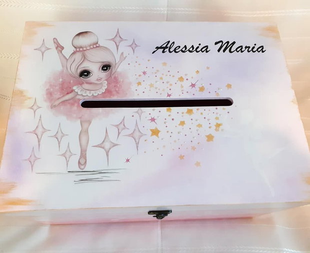 Cutie de dar pentru botez cu balerină