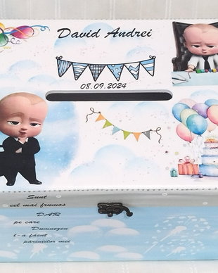 Cutie de dar pentru botez cu tema baby boss