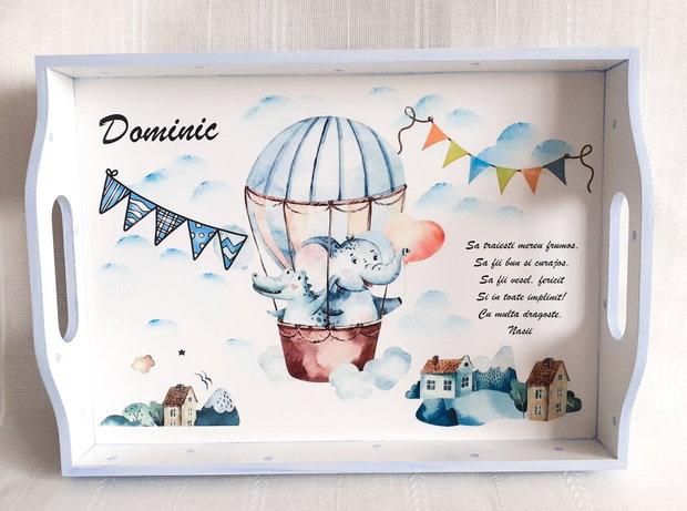 Tavita/set de mot baietel cu animalute in balon