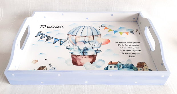 Tavita/set de mot baietel cu animalute in balon
