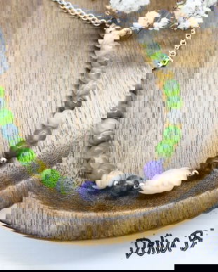 Colier lant otel inoxidabil, agate si perla de cultura naturala (cod1152)