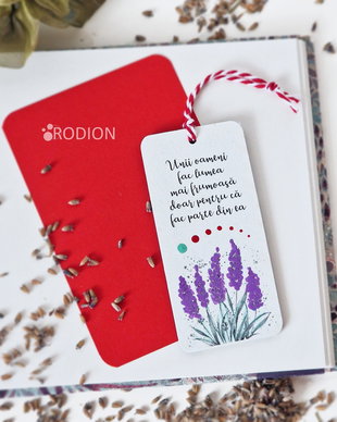 Minisemn de carte martisor lavanda picta personalizat cu mesaj
