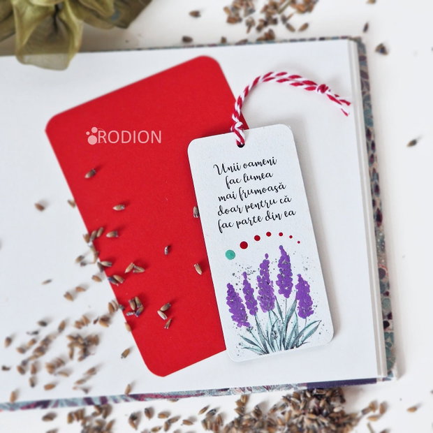 Minisemn de carte martisor lavanda picta personalizat cu mesaj
