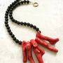 Colier Coral rosu & onix negru
