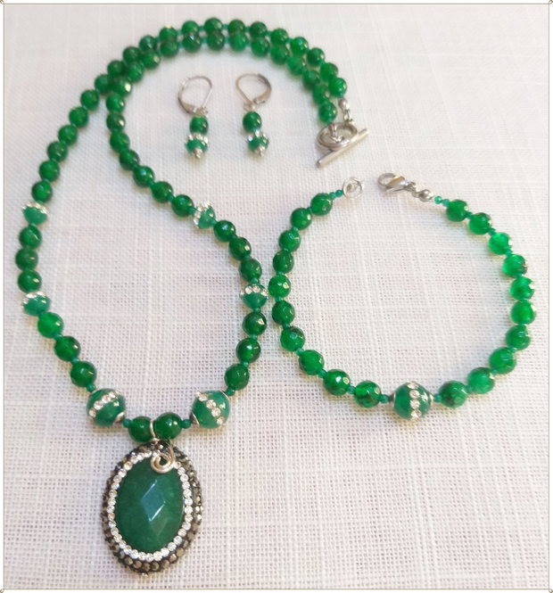 SET- AGATE VERZI FATETATE- 2