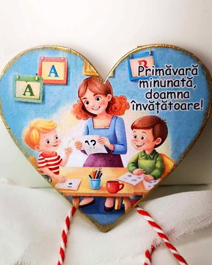 Martisor tip magnet, personalizat, pentru educatoare, invatatoare