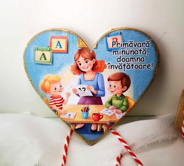 Martisor tip magnet, personalizat, pentru educatoare, invatatoare