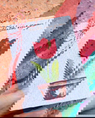 Martisor plantabil - Lalea din hartie manuala cu seminte de flori