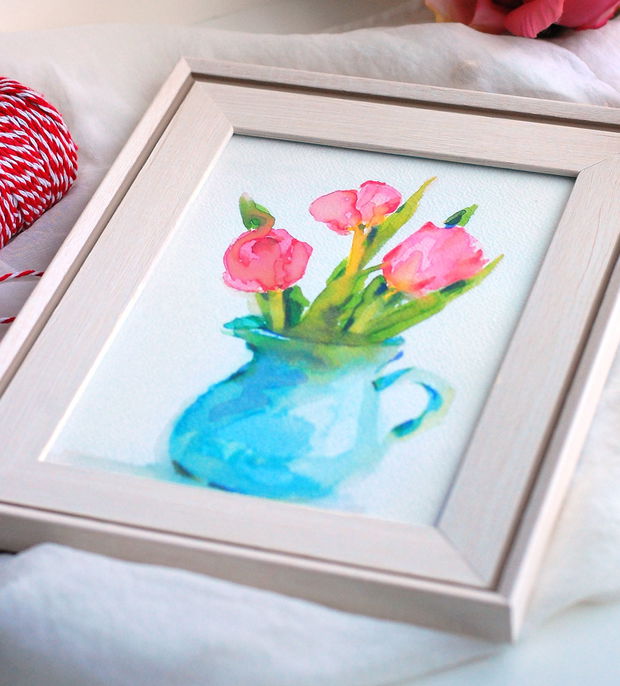 Pictura lalele - Aquarel - cadou 8 Martie