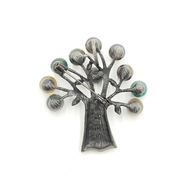 Brosa metalica copacel decorativ cu pietre semipretioase, 4359