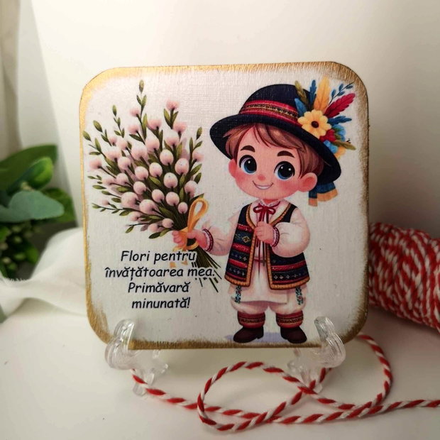 Felicitare din lemn, personalizata, pentru invatatoare/educatoare
