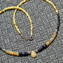 Colier argint opal de foc etiopian negru galben piatra lunii neagra opal galben minimalist boho chic trendy cadou - Transport gratuit