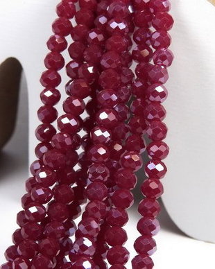Cristale din sticla, rondelle, 4x3 mm, opace, lucioase, grena-A13