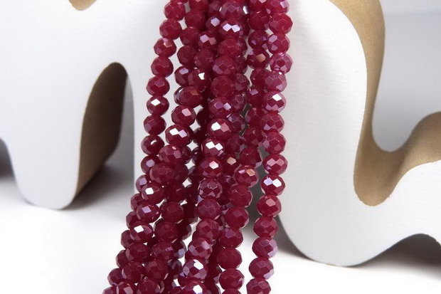 Cristale din sticla, rondelle, 4x3 mm, opace, lucioase, grena-A13
