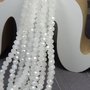 Cristale din sticla, rondelle, 4x3 mm, opace, lucioase, albe-A01