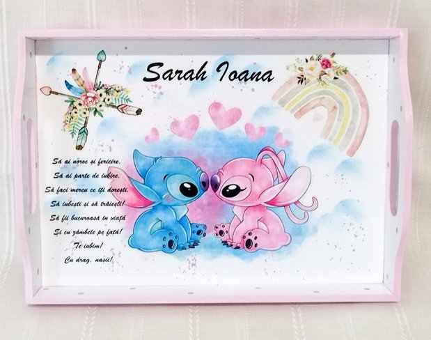 Tavita de mot fetita cu Stitch și Angel