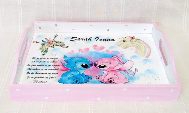 Tavita de mot fetita cu Stitch și Angel