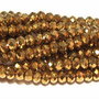 Cristale din sticla, rondelle, 3x2 mm, aurii