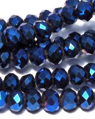 Cristale din sticla, rondelle, 3.5x3 mm, albastre