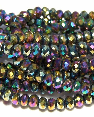 Cristale din sticla, rondelle, 3.5x3 mm, multicolore