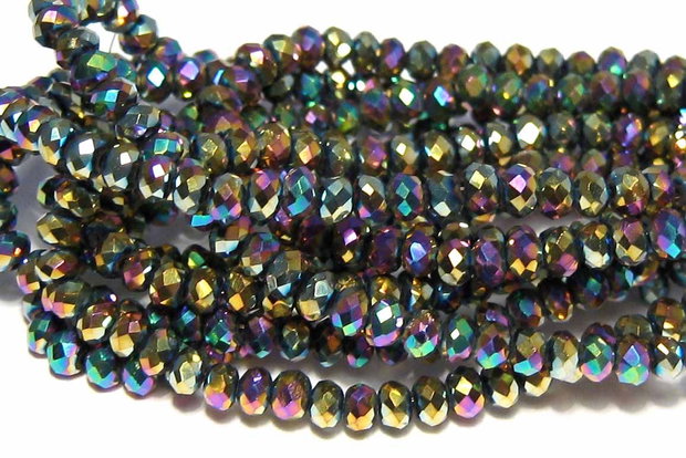 Cristale din sticla, rondelle, 3.5x3 mm, multicolore